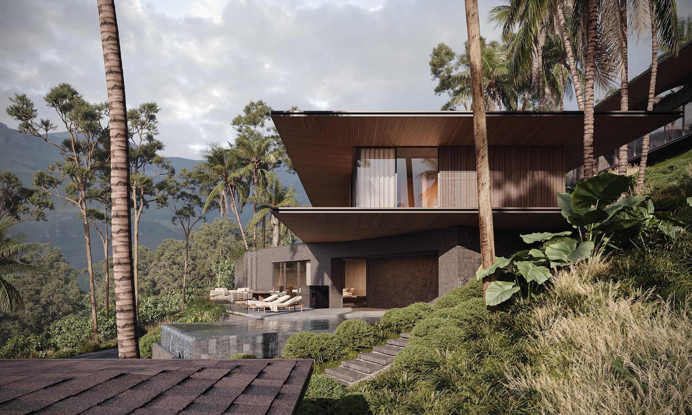 Render — infinity pool and sun terrace
