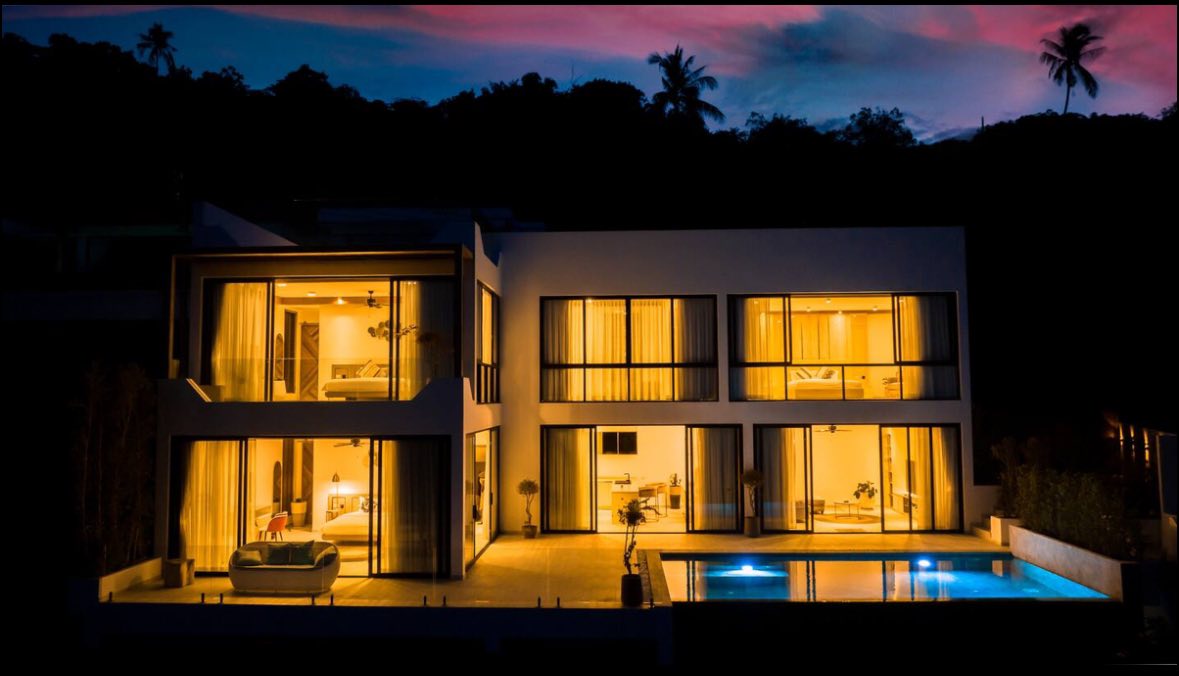 Contemporary 3-Bedroom Seaview Pool Villa with Rooftop Terrace in Chaweng Noi